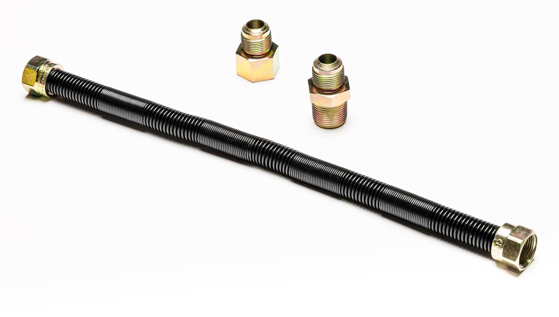 36'' x 3/4'' High Capacity Gas Flex Line - Premium Quality Black Non-Whistle Fire Pit, Fireplace, Dryer Gas Line - Perfect Gas Line for NG or LP Fire Pits - Versatile Usage - Easy Installation