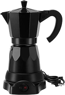 Coffee Pot 6 Cup Electric Espresso Coffee Maker Italian Moka Maker 300ml Portable Aluminum Espresso Machine Cafetera Moka Pot with Detachable Base, Gift for Home Travel(Black)
