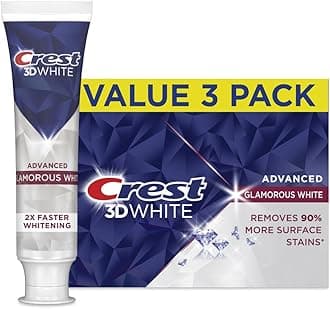 Crest 3D White Advanced Glamorous White Teeth Whitening Toothpaste, 3.3 oz, Pack of 3