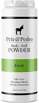 Pete & Pedro BODY & BALL POWDER (Fresh Scent), Talc-Free Men’s Body Powder Deodorant for Men, Sweat Absorbs Blocks Odor, Hygiene for Groin Area, Ideal For Gym & Daily Use | Seen on Shark Tank, 4.4 oz