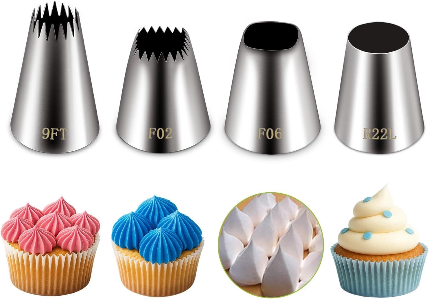 Large Piping Cakes Decoration, icing tips set Cake Decorating Supplies for Baking with Reusable, Cake Decorating Tip Set, Stainless Steel Kitchen Gadgets Decor for Cookie Icing, Cake, Cupcake (Type 4)