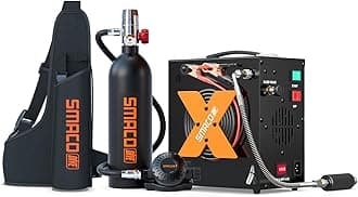 SMACO Scuba Tank Diving Gear for Diver Mini Scuba Tank Oxygen Cylinder with 15-20 Minutes Capability Diving Oxygen Underwater Breathing Device 1L Diving & Snorkeling Equipment