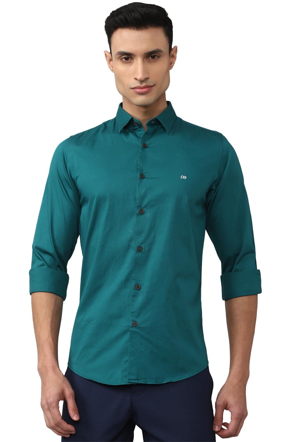 Peter England Men PCSFSSLPS14177 Regular Collar Slim Fit Long Sleeve