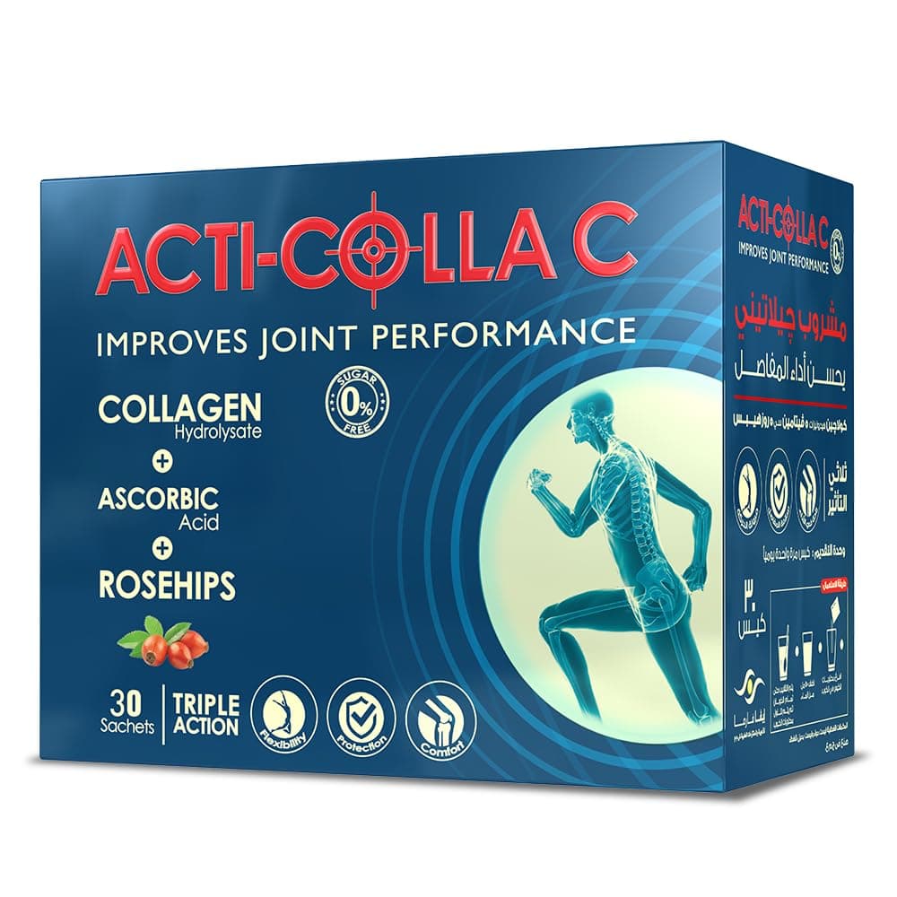 Eva Pharma Acti Colla C – Marine Collagen Joint Support Supplement – 30 Sachets – With Rosehip & Vitamin C for Joint Flexibility, Comfort & Cartilage Health