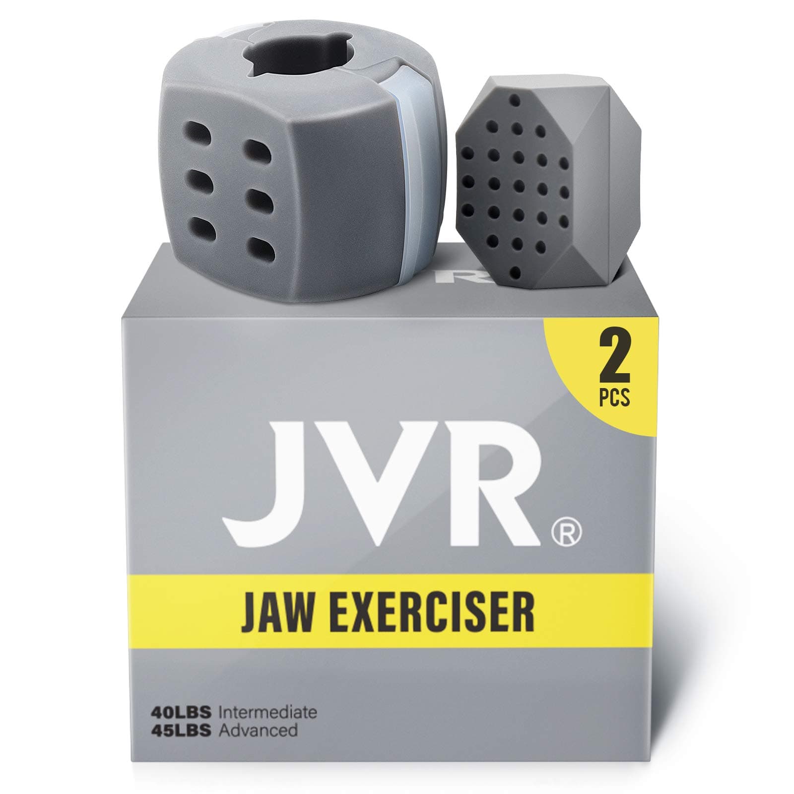 JVR Jaw Exerciser, 2 PCS Chew Jawline Exerciser, Double Chin Eliminator, Workout Trainer for Face, Jaw, Cheek, and Neck Muscles - Define Your Face Shape, for Men & Women