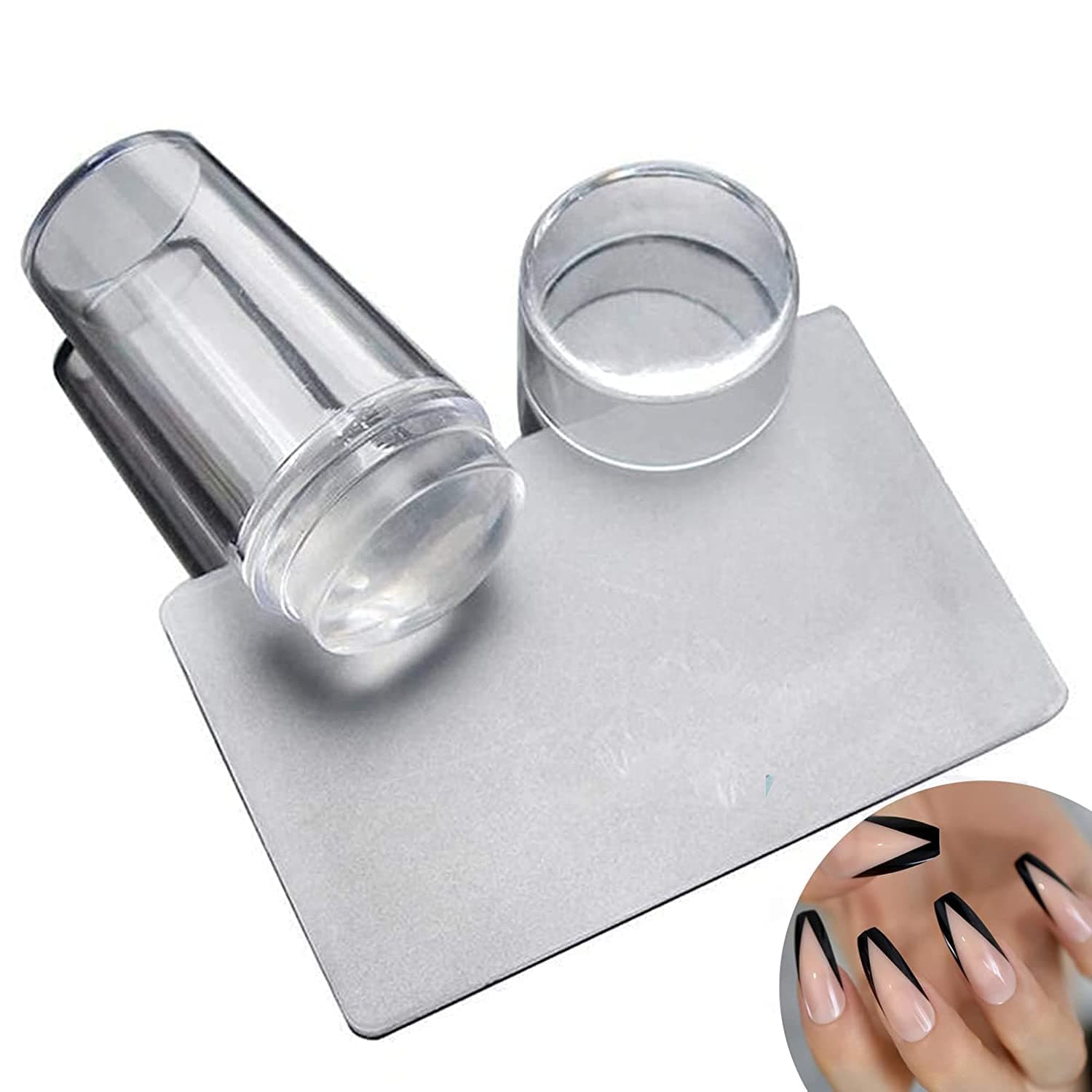 Miramar Nail Stamping Head With A Lid Big Scraper Silicone Polish Printing Nail Art Stamp for Girl's (Transparent) (Pack Of 1)