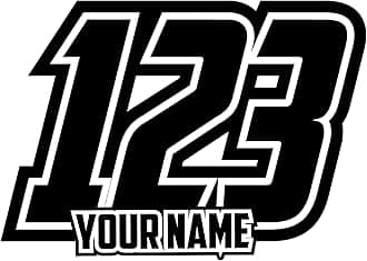 3 x Custom Race Number & Name Stickers - MX Bikes Karts Quads - Classic Style