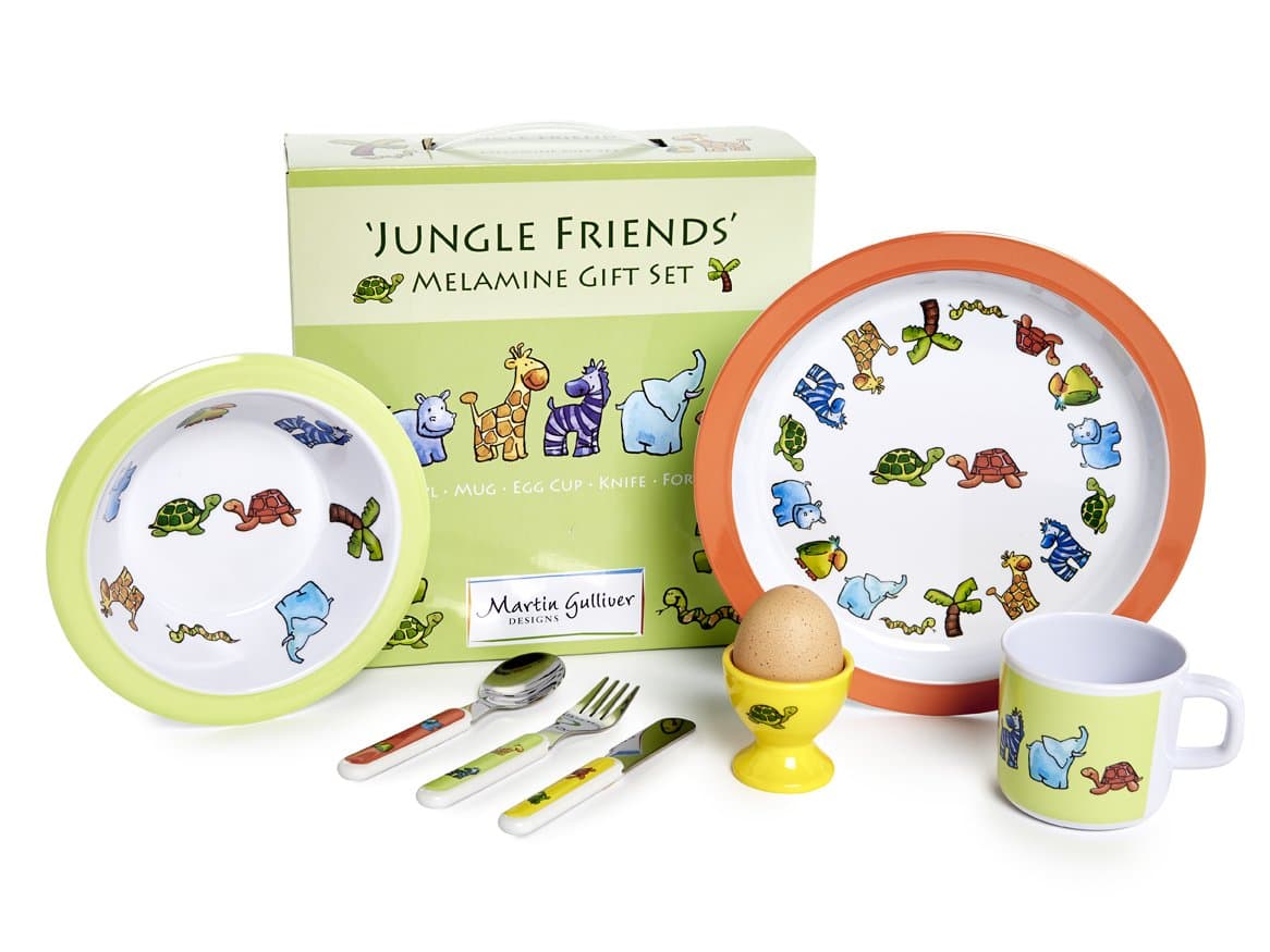 Jungle Friends Melamine Gift Set, Multi-Colour, 23 x 23 x 7 cm