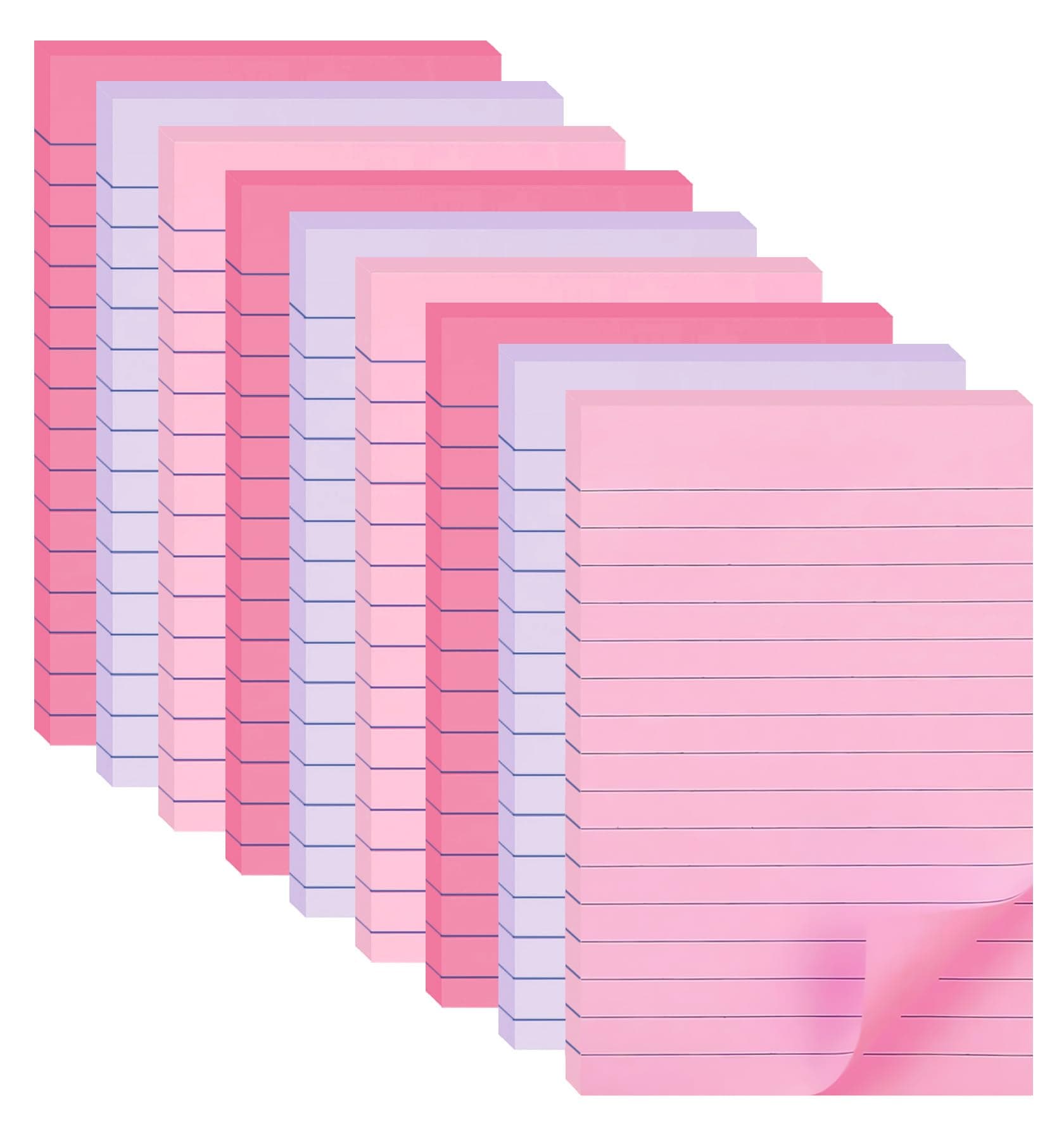 HQCME Lined Sticky Notes 4X6 in (Light Pink, Red, Light Purple)