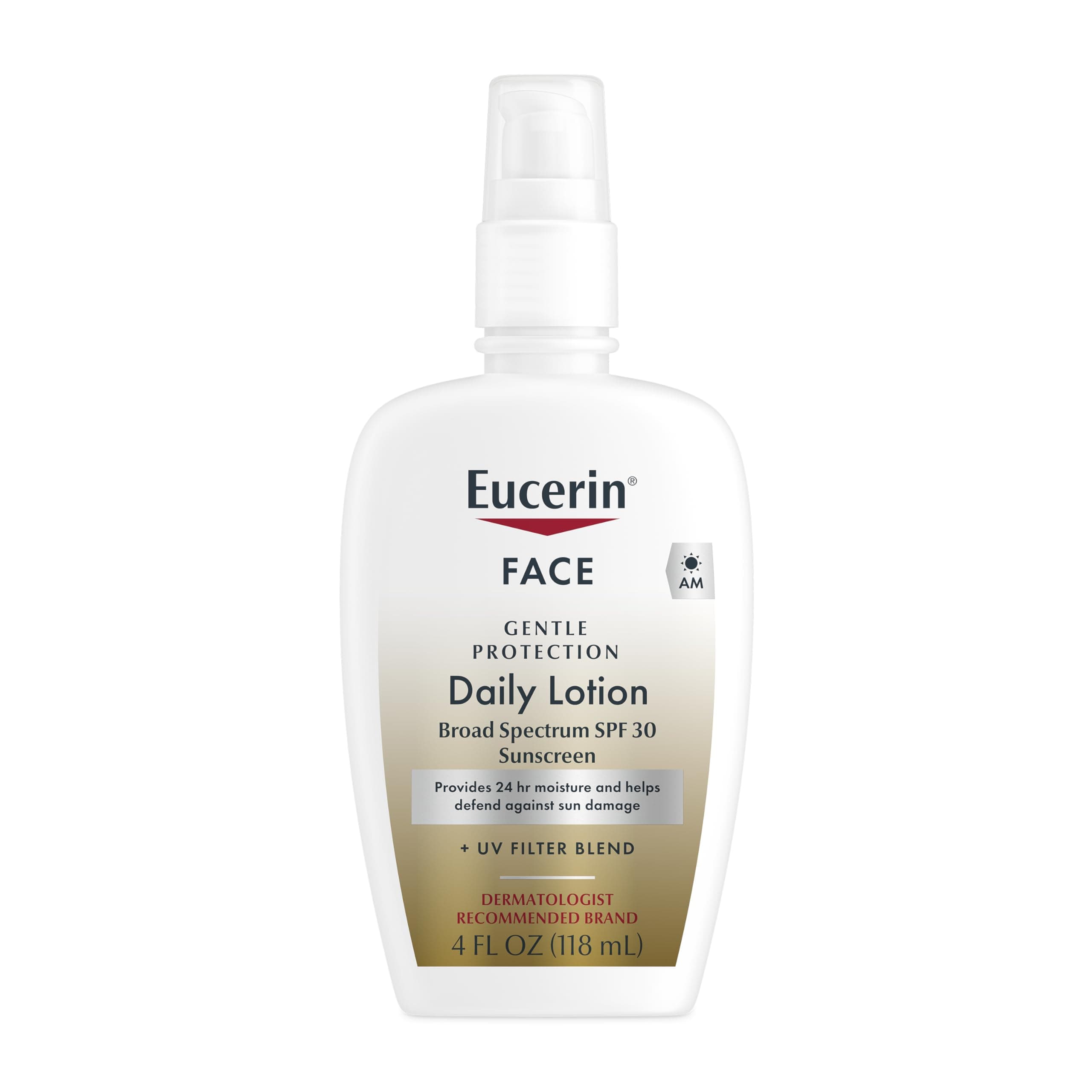 Eucerin Daily Protection Face Lotion with Broad Spectrum SPF 30 Sunscreen, Face Sunscreen Moisturizes and Helps Protect Sensitive, Dry Skin, Fragrance Free, 4 Fl Oz (Packaging May Vary)