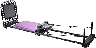 Stamina Products AeroPilates Reformer Plus 379, Pilates Home Gym Equipment with Cardio Rebounder, Padded Foot Bar, 4 Resistance Cords, and Workout DVDs
