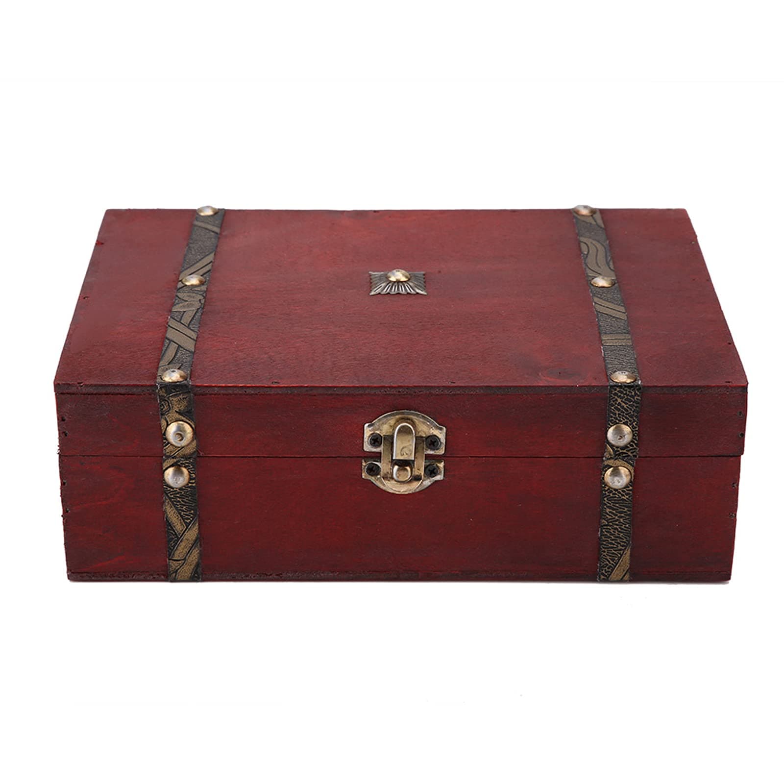 Wooden Keepsake Box - Raw Rolling Treasure Chest With Lock for Home Decor - Vintage Decorative Storage Great