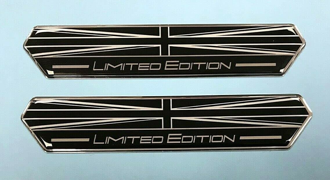 2 x Union Jack Limited Edition Black and White 100mm Domed Stickers/Decals