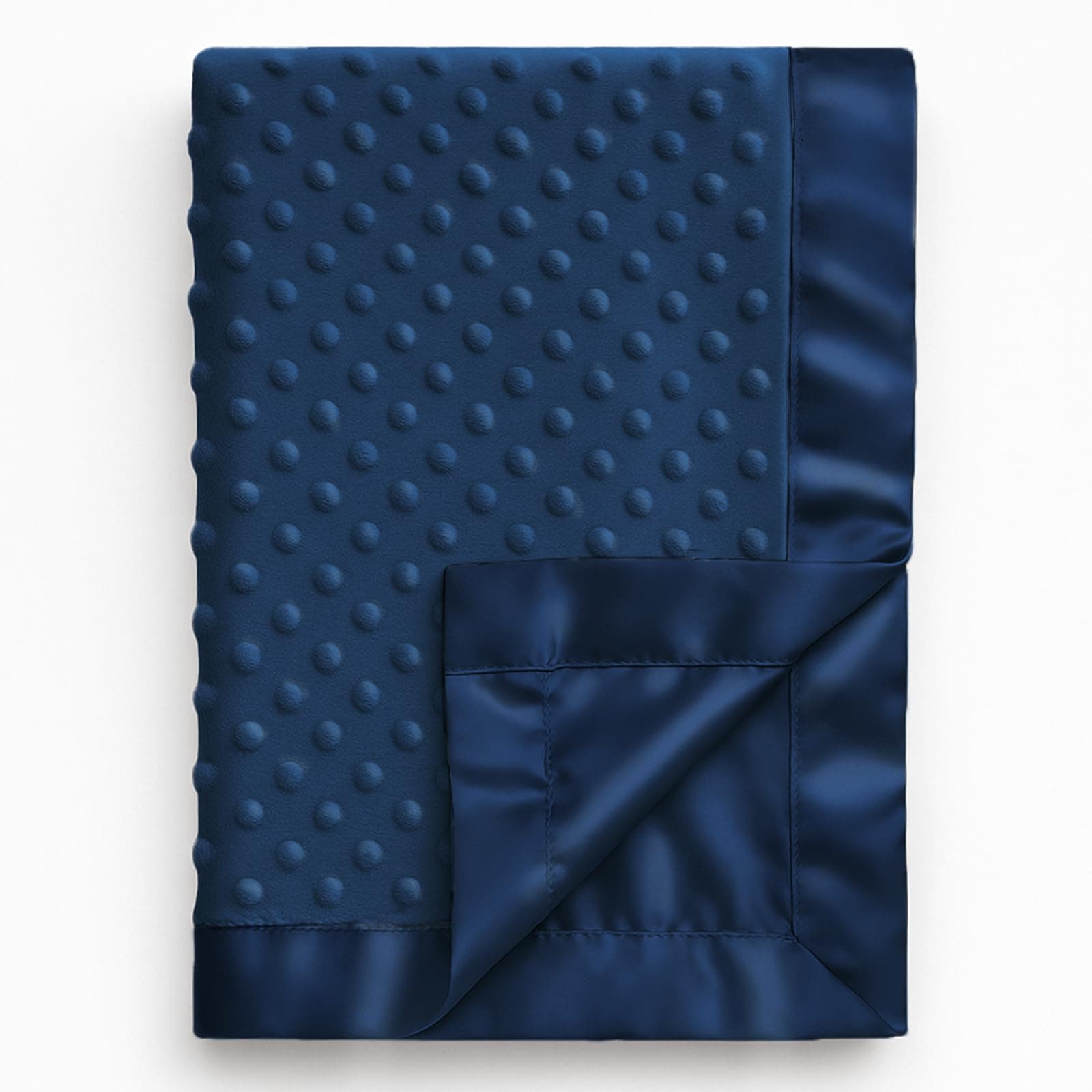 Pro Goleem Baby Soft Minky Dot Blanket with Silky Satin Backing Gift for Boys and Girls (Navy Blue, 30’’ x 40’’)