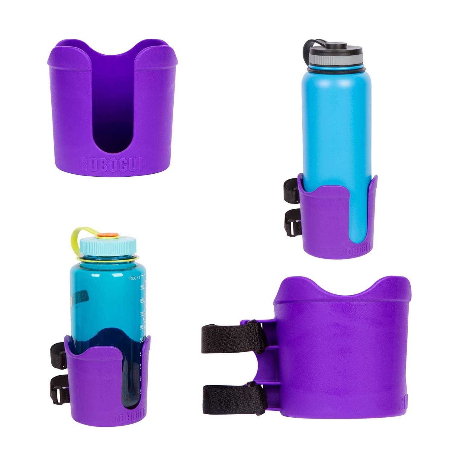 Plus, Add-On Accessory XL Extension Cup Holder, Larger Drink Capacity of 3.75" / 95mm, for Nalgene, HydroFlask, Yeti, Camelbak, Mugs, Wine Glasses, Tumblers (Includes 1) (Purple)