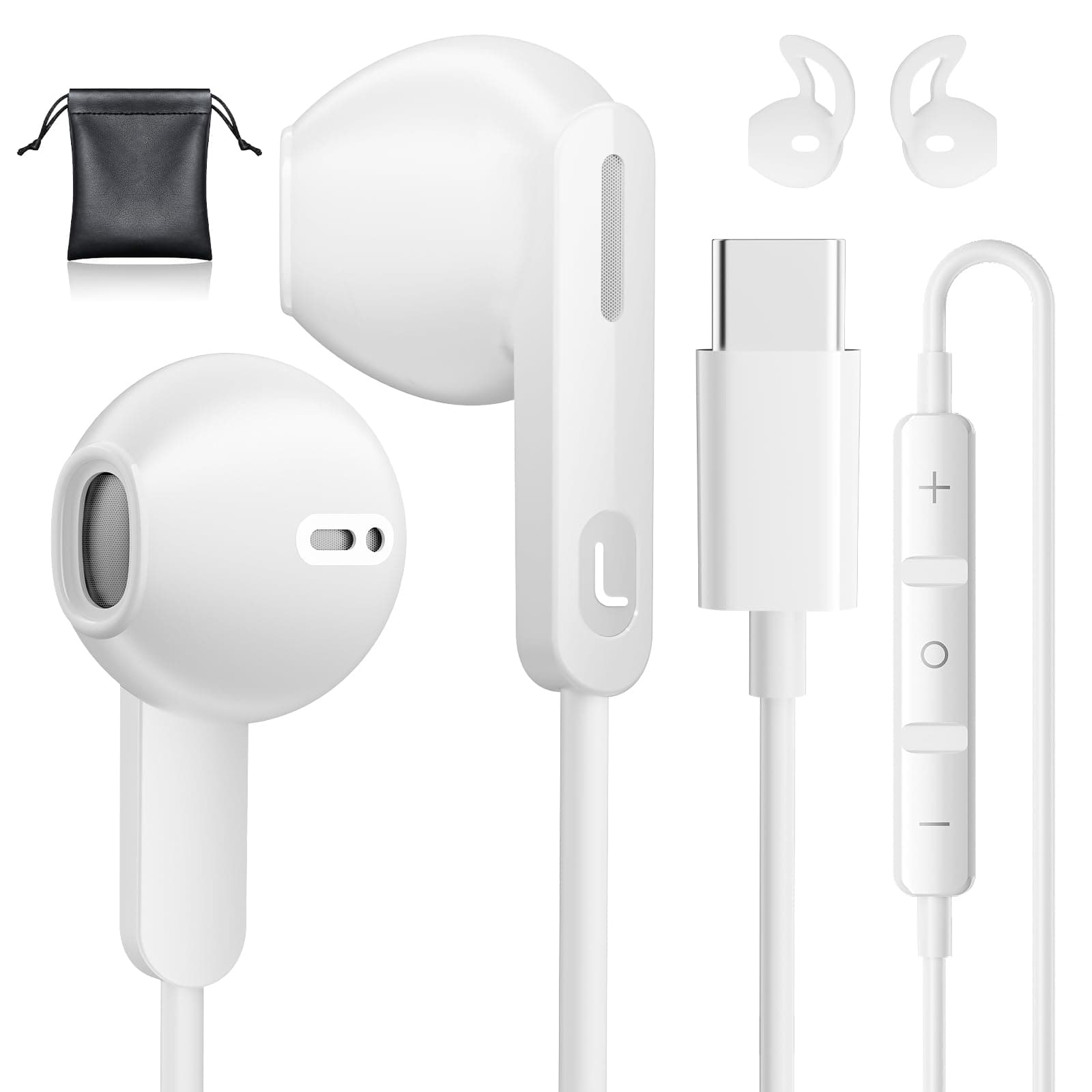 USB C Headphones Type C Earbuds for iPhone 17 Pro/ 17 Air 15/16 Pro/ 15 Pro Max,Microphone Noise Isolation Stereo Wired Earphones for Samsung Galaxy S26/S26+/S26 Ultra S25 S24 S23 S22 Pixel 9 8a