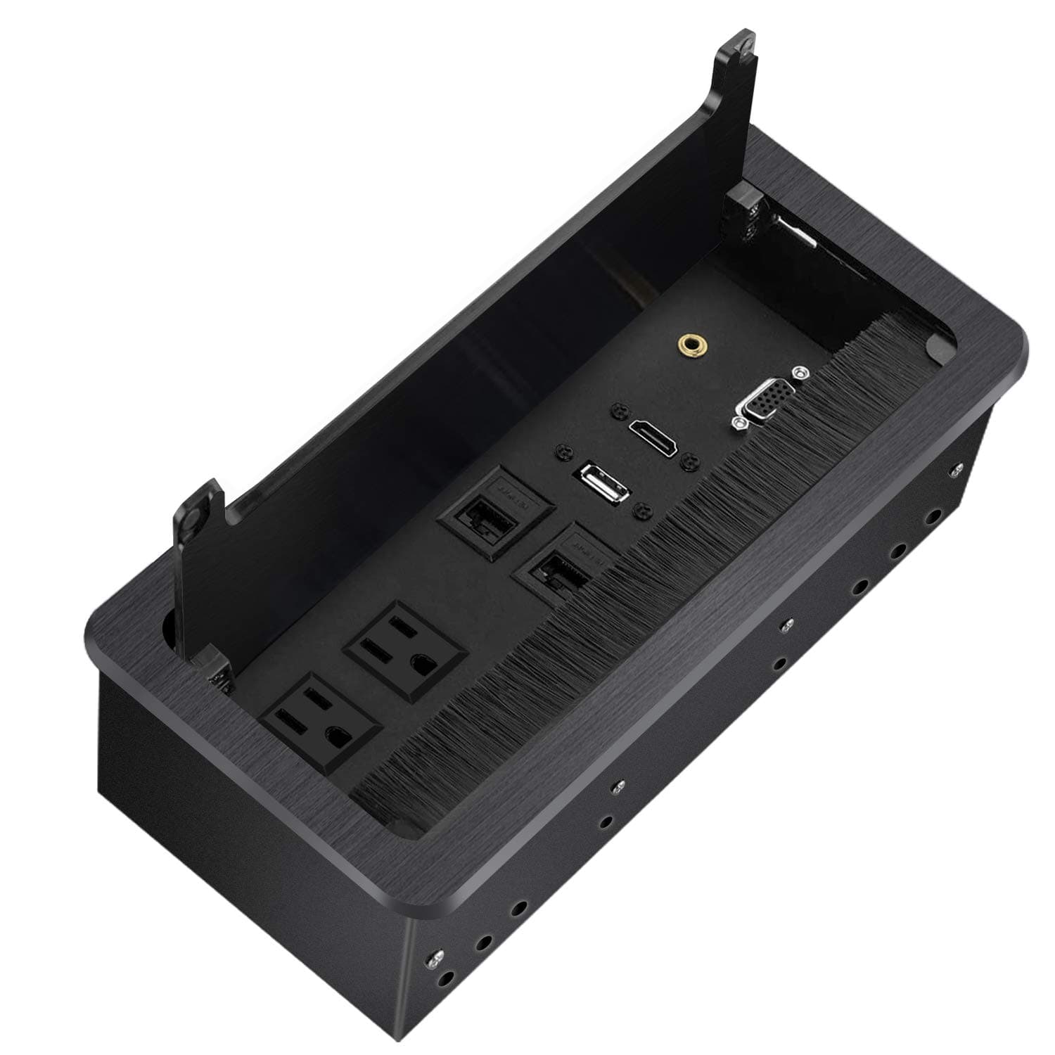 Tabletop Brush Connectivity Box Outlet with Socket HDMI LAN VGA Power for Desktop Conference