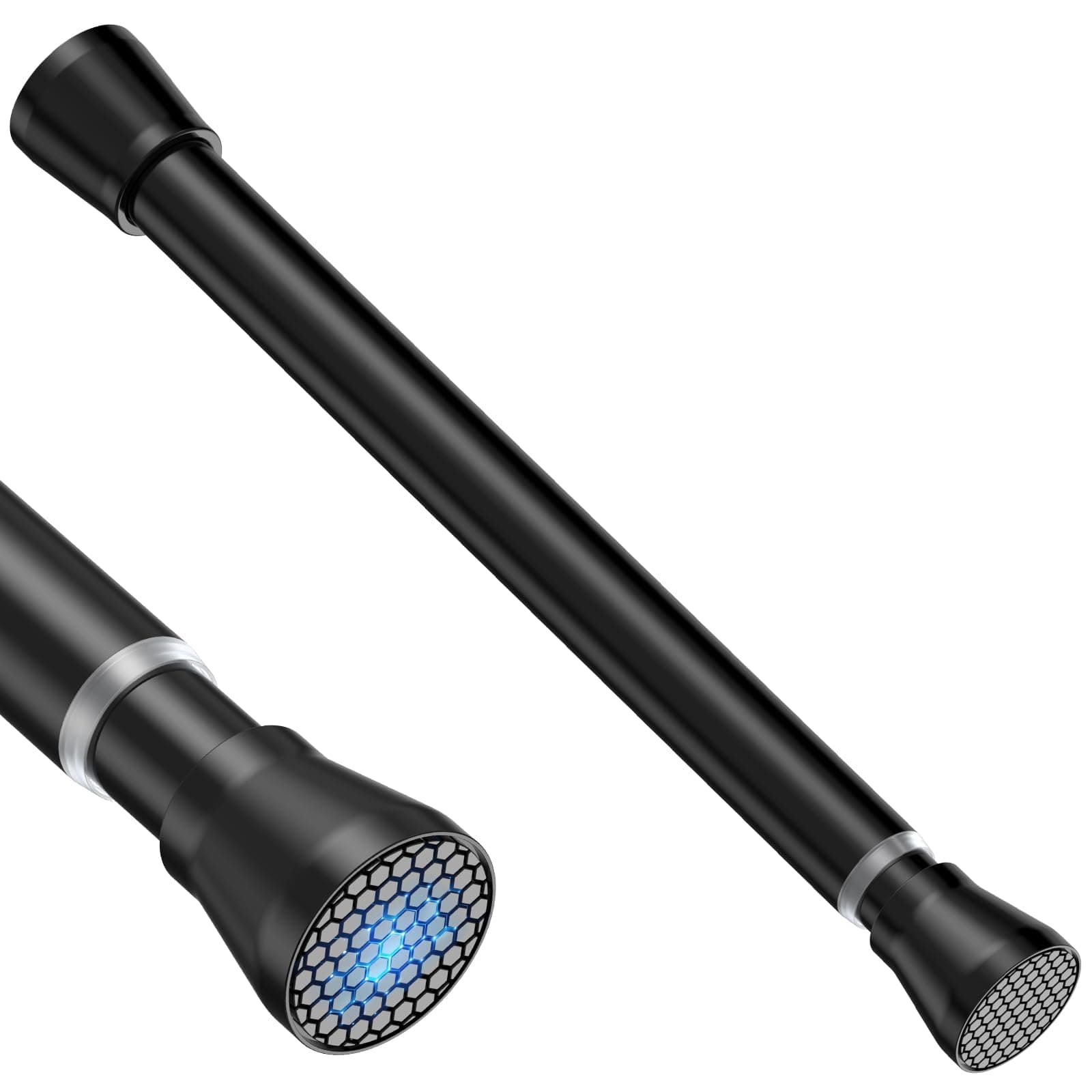 Small Tension Rod Black Spring Curtain Rod No Drilling Spring Tension Rods 1pack Adjustable Curtain Rod Tension for Bookshelf Diy Projects Kitchen, Cupboard,Tension Rod 16 to 26 Inch