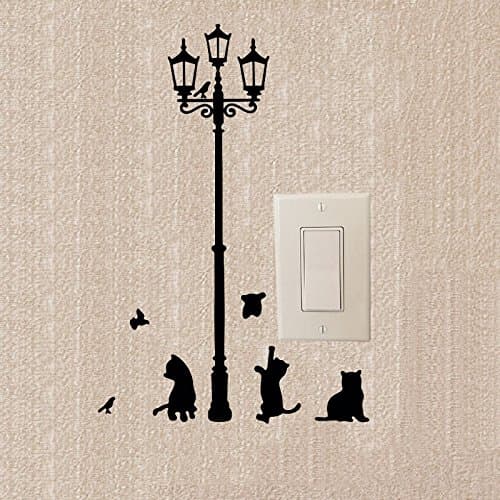 Creative Lamp Cat & Bird Personalized Cartoon Switch Stickers Decorative Vinyl Decals 2SS0464