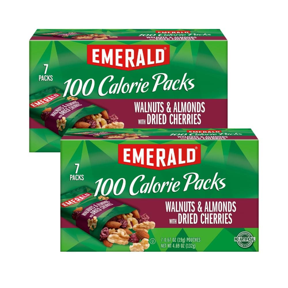 Emerald Nuts Walnuts & Almonds with Dried Cherries, 100 Calorie Pack, 4.69 OZ (Pack of 2)