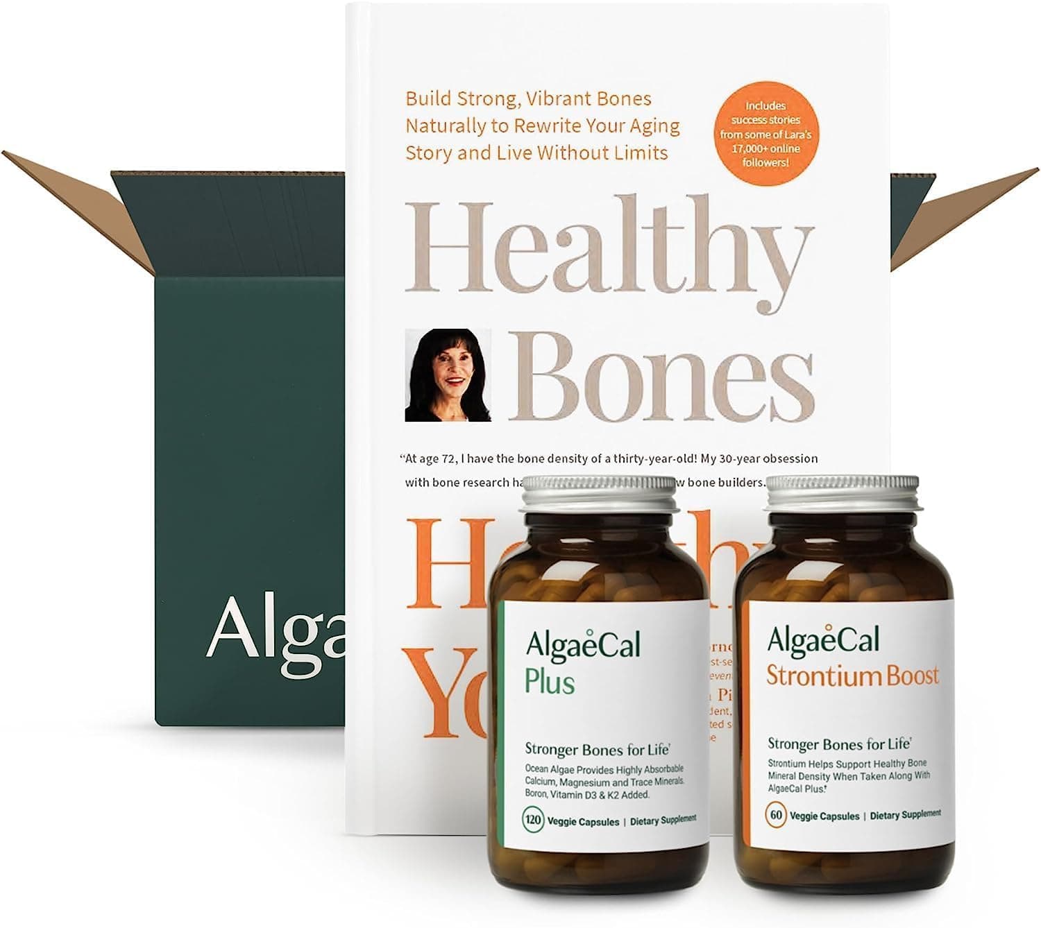 Welcome Kit - Bone Builder Pack, Plant Based Calcium Supplement & Strontium, Vitamins K2, D3, Magnesium & 16 Essential nutrients + Book Healthy Bones Healthy You by Lara Pizzorno