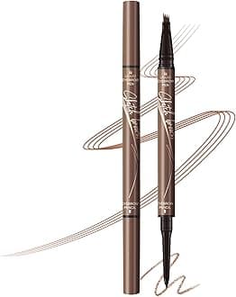 Music Flower Dual-ended Eyebrow Pencil - Ultra-fine Pencil and Four-tip Liquid Brow Pen for Quick and Precise Brow Definition, Eye Makeup Gifts for Women, Brown