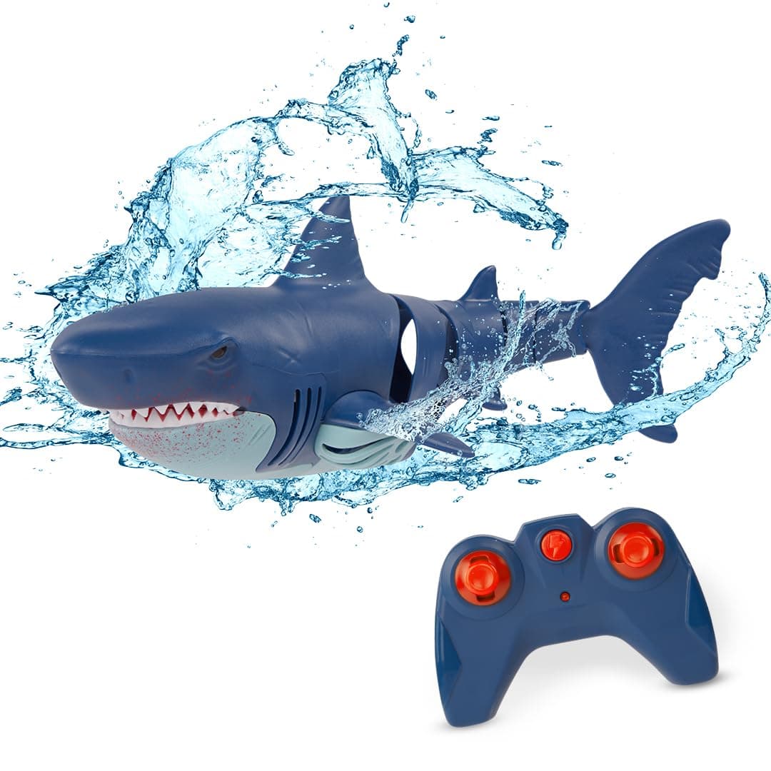 Terra by Battat – Remote Control Shark Toy for Bath & Pool Play – Electronic Great White Shark with Realistic Movement – Water Fun for Kids 6+ Years