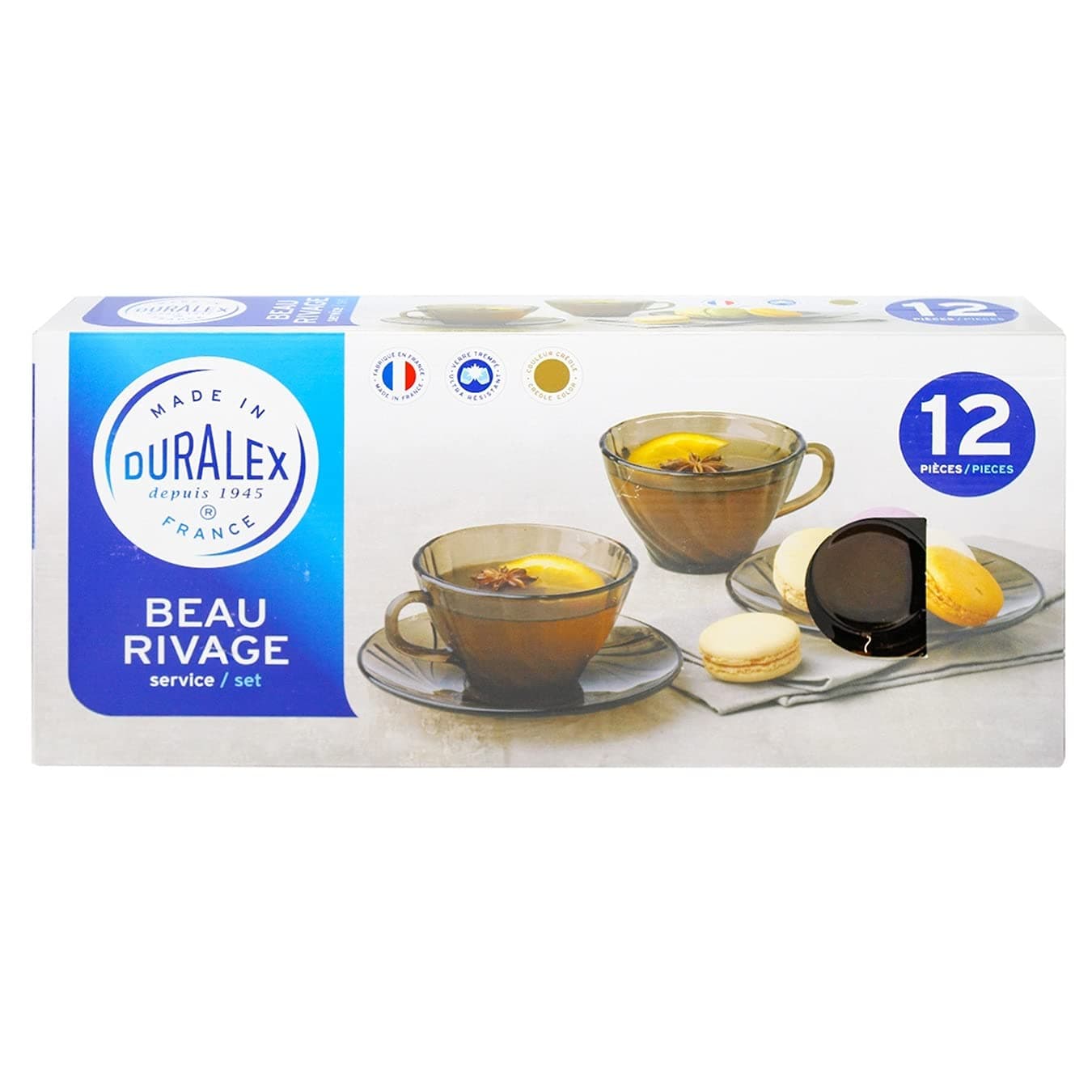 Beau Rivage Creole 12 Pcs Set 180 ML - 6 Cups & 6 Saucers (9005CS), Transparent, Medium