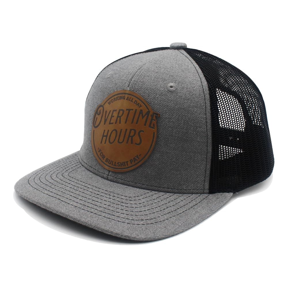 EachniceWorking All Day Overtime Hours for Bullsh!t Pay Leather Patch Trucker Hat Baseball Cap