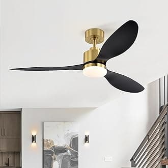 52" Ceiling Fans with Lights and Remote, Quiet DC Motor, 3 Reversible Blades, Modern Gold and Black Ceiling Fan with 3-Color LED Light Fandelier for Bedroom Living Room