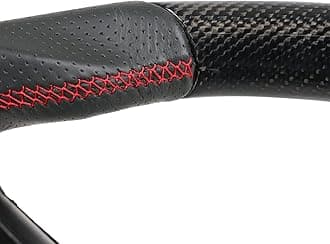 IKON MOTORSPORTS, Steering Wheel Compatible With 2012-2015 Chevy Camaro, Black Carbon Fiber & Perforated Leather Steering Wheel Brushed Kit With Red Stitching