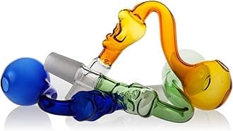 Mini Glass Bong Smoking Pipe Glass Oil Burner Water Bong Portable Water Pipe Glass Oil Pipe Bubbler Bong Small Oil Dab Rigs for Smoking Bongs Smoking Glass Pipe Accessories 14mm Send Hose