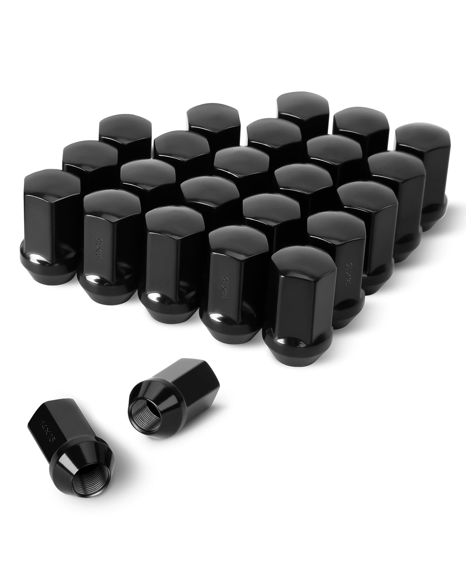 - KSP 14X1.5 Black Lug Nuts Set for Silverado Sierra 6 Lug Stock Aluminum Rim, 24pcs Chrome OE Style Wheel LugNuts Compatible with Chevy GMC Ram Ford 14mmx1.5 Aftermarket&Factory Wheel, Rust Prevention