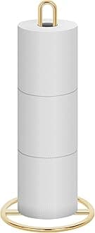 Gold Toilet Paper Holder Stand, OBODING, Freestanding Toilet Paper Holder for Storing 3 Rolls of Toilet Papers (Gold)