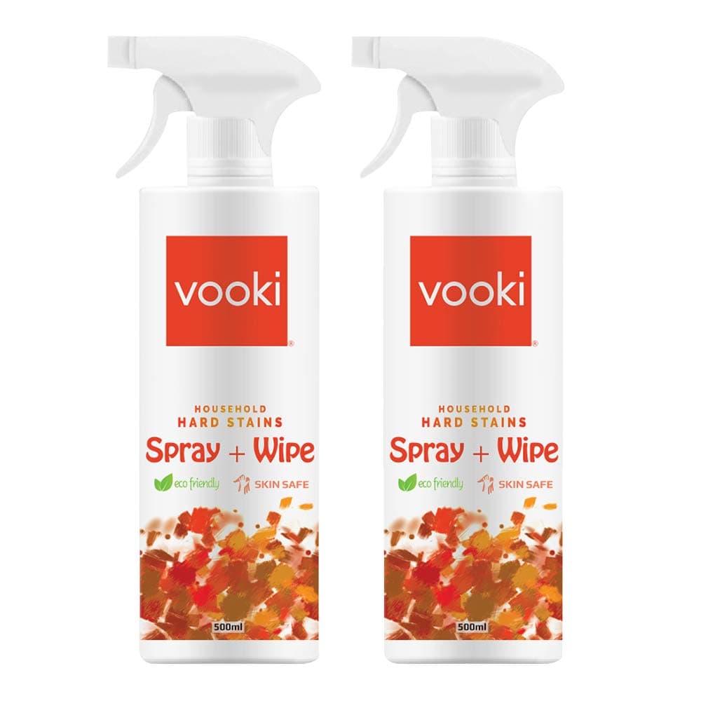 Vooki Eco-Friendly Heavy Duty All Purpose Hard Stain Cleaner and Kitchen Cleaning Spray, Removes Tough Stove, Oil, Grease, Tiles Stains, Home and Commercial Use – 500ml (Pack of 2)