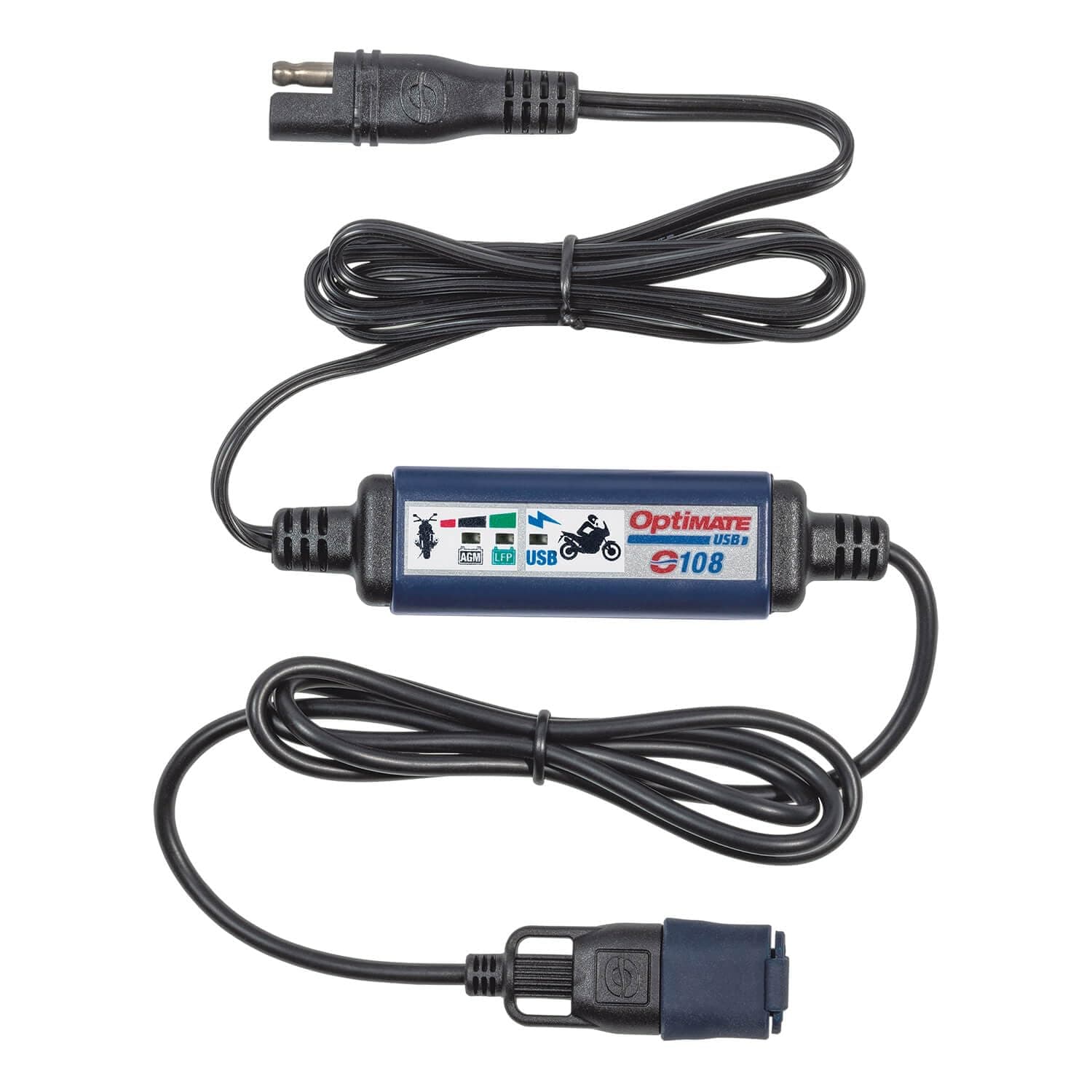 USB O-108, 3300mA USB charger with battery auto protect off, weatherproof, SAE, in & out cables