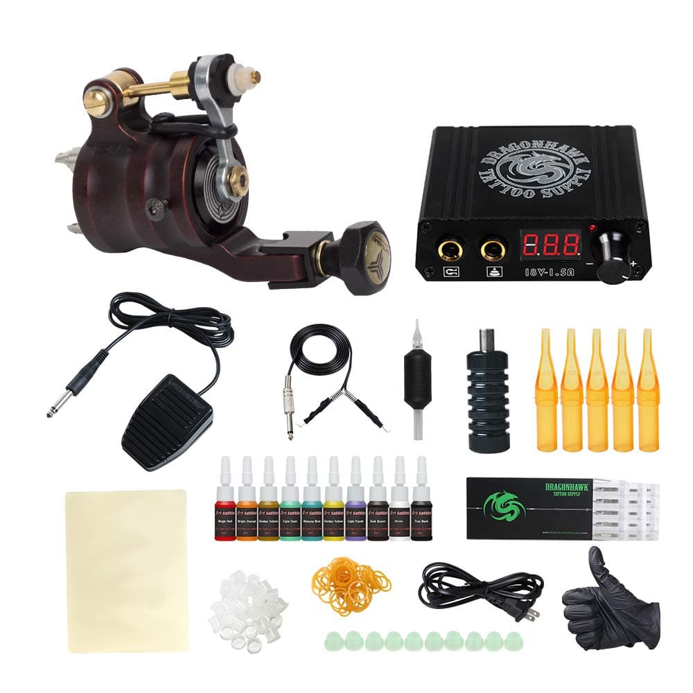 Complete Rotary Tattoo Machine Kit Power Supply, Extreme Tattoo Machine 4.0mm Stroke Length