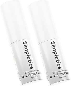 Simpletics Texturizing Powder - All Natural, 4 Ingredient Nourishing Formula with Rice Starch - Chemical Free - Gives Volumized, Texturized, Matte Finish to Men & Women (2 Pack)