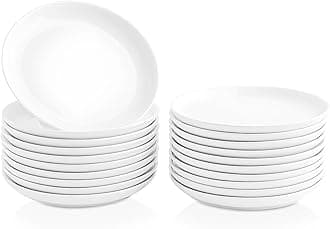 20 Piece Ceramic Appetizer Plates, 5.6 Inch Small Dessert Plates Set, White Round Plates for Bread, Butter, Snack, Lightweight Dinnerware Saucer Sets - Ivory, Oven, Microwave & Dishwasher Safe