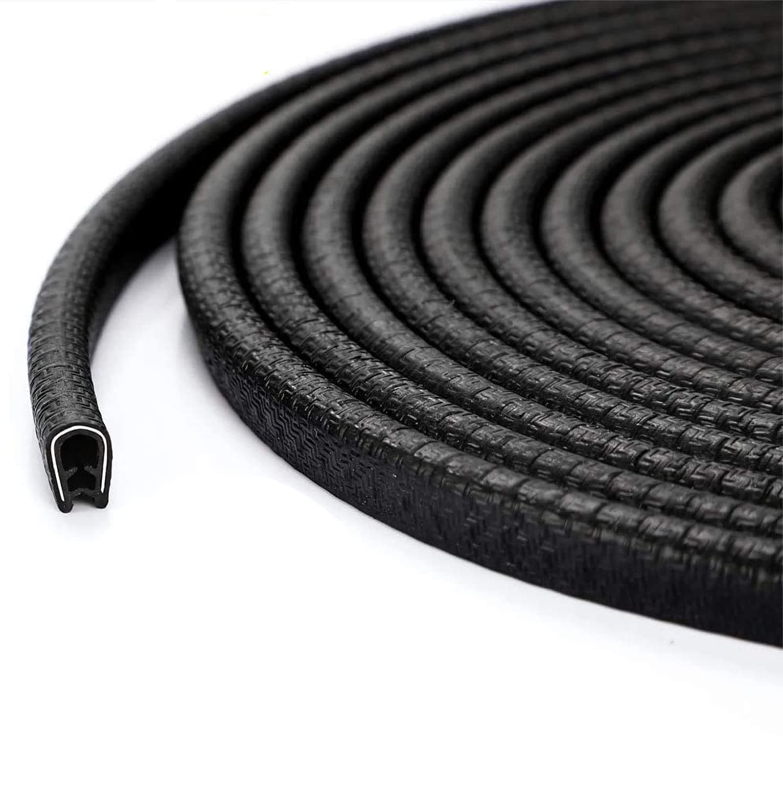 KASTWAVE Car Door Edge Guards, Rubber Clip Seal U Shape Edge Trim Guard Protection Car Metal Door Edge Protector Strip, Fit for SUV Sedan and Most Models (16.4 Ft(5M) No Glue Required Black)