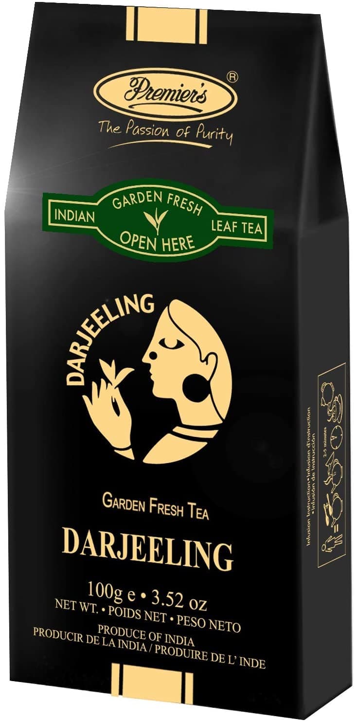 Premiers Darjeeling Tea, Premium Single-Origin Black Loose Leaf, 100 g (Approx. 50 Cups), Garden-Fresh with Muscatel & Light Fruity Notes, Black Paper Box
