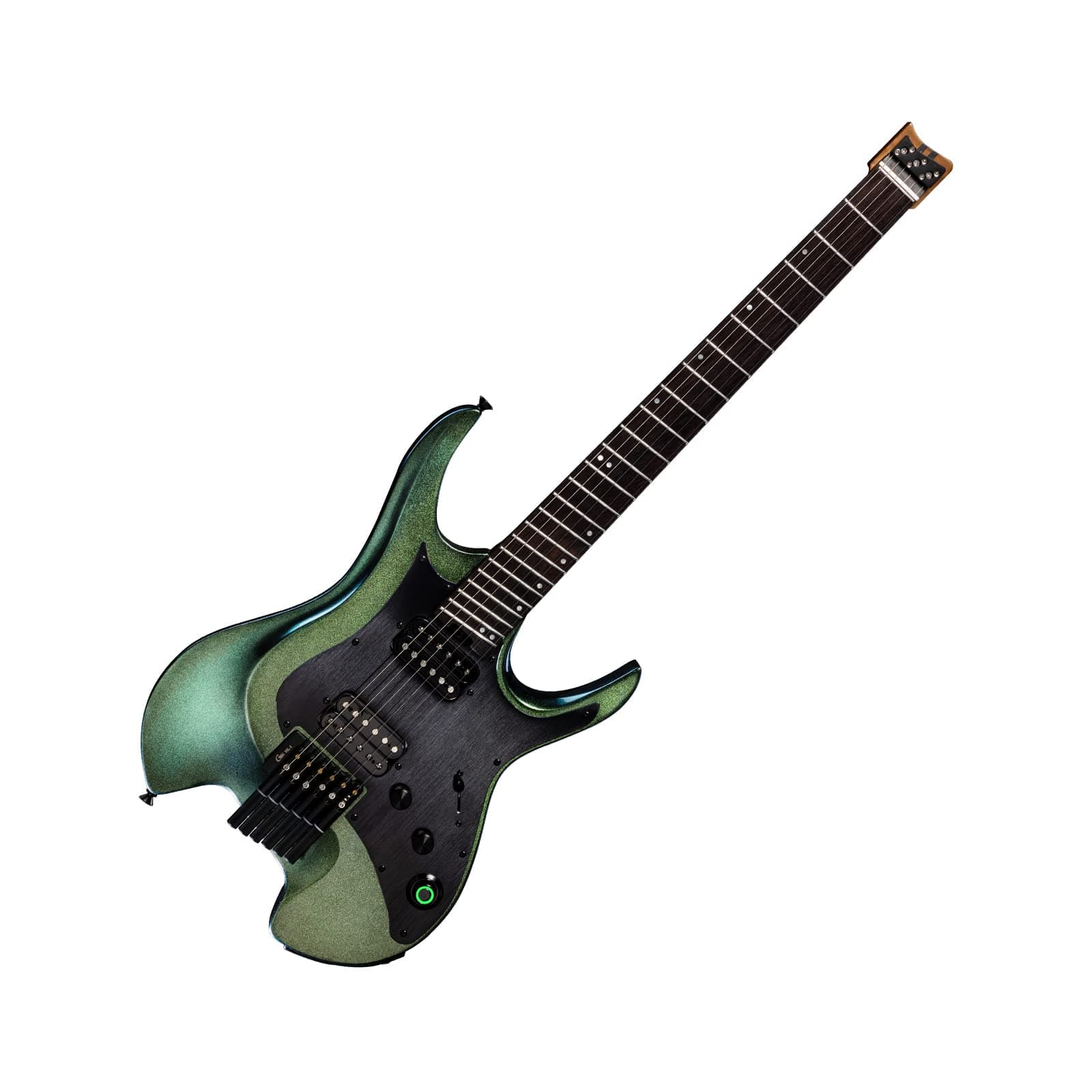 GTRS W900 Electric Guitar Headless Intelligent Guitar with Effects, Loop, 9H Bettary Life, Color-changing Paint Body (Green)