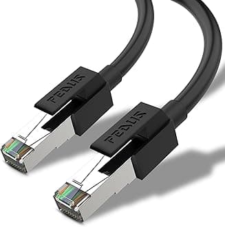 FEDUS Cat7 Ethernet Server Cable,1.5M Pure Bare Copper Double Shielded Outdoor & Indoor Lan Wire Heavy Duty High Speed Solid 24 AWG Network Cable 10Gbps, 600Mhz, Weatherproof S/FTP UV Resistant