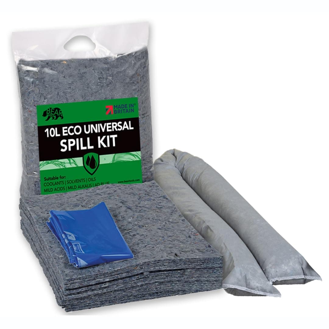Eco Spill Control Kit 10L Spills | Environmentally Friendly | 85% Recycled Natural Fibres | Reduce Carbon Footprint | Sustainable Absorbent Solution | UK Made Oils, Fuels, Adblue Spillages