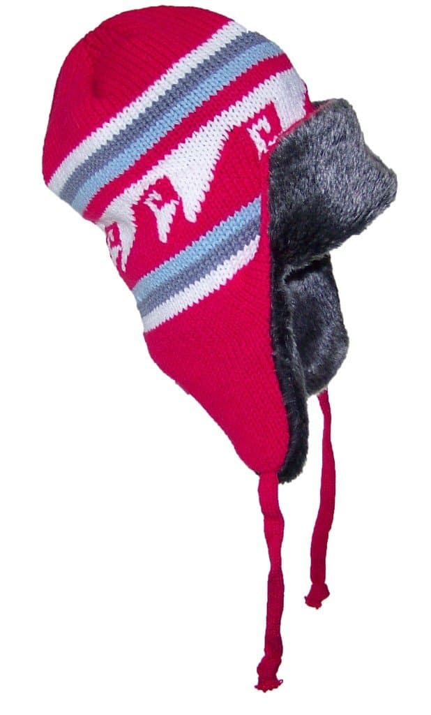 Pax Trading Knit Russian Style Winter Hat With Peruvian Design (One Size) - Mauve