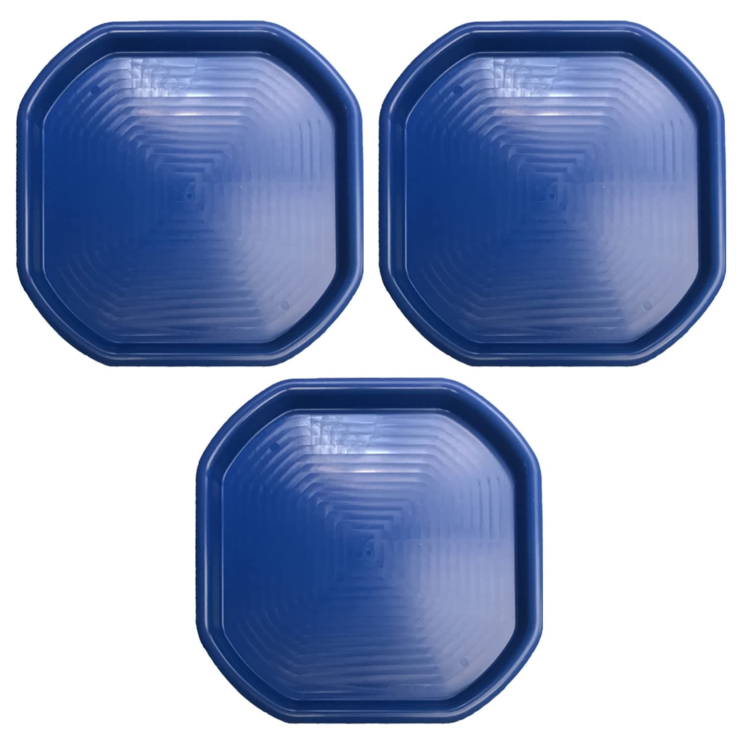 Set of 3 - Small Mixing Tray Octagonal Plastic Tuff Tray 70cm X 70cm Sand Water Play Builder Equipment Pool Pit Coaster Cement Mortar Mixing Board Beach Garden Messy Activity Tray (Blue)