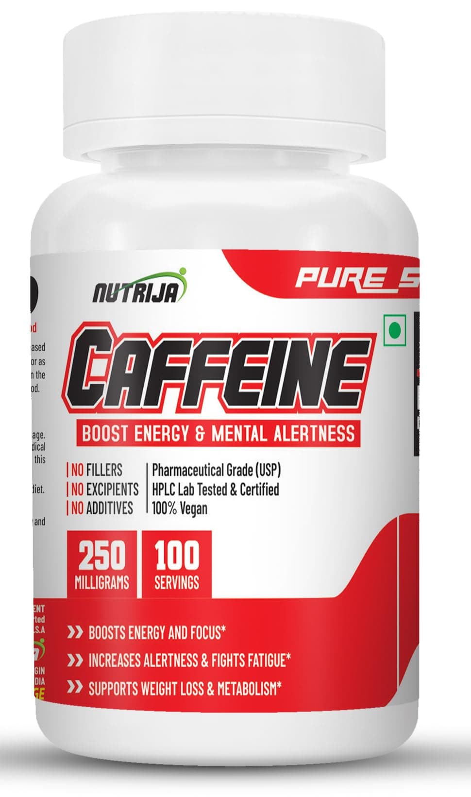 NutriJaCaffeine Powder Pre Workout Supplement - 100 Servings