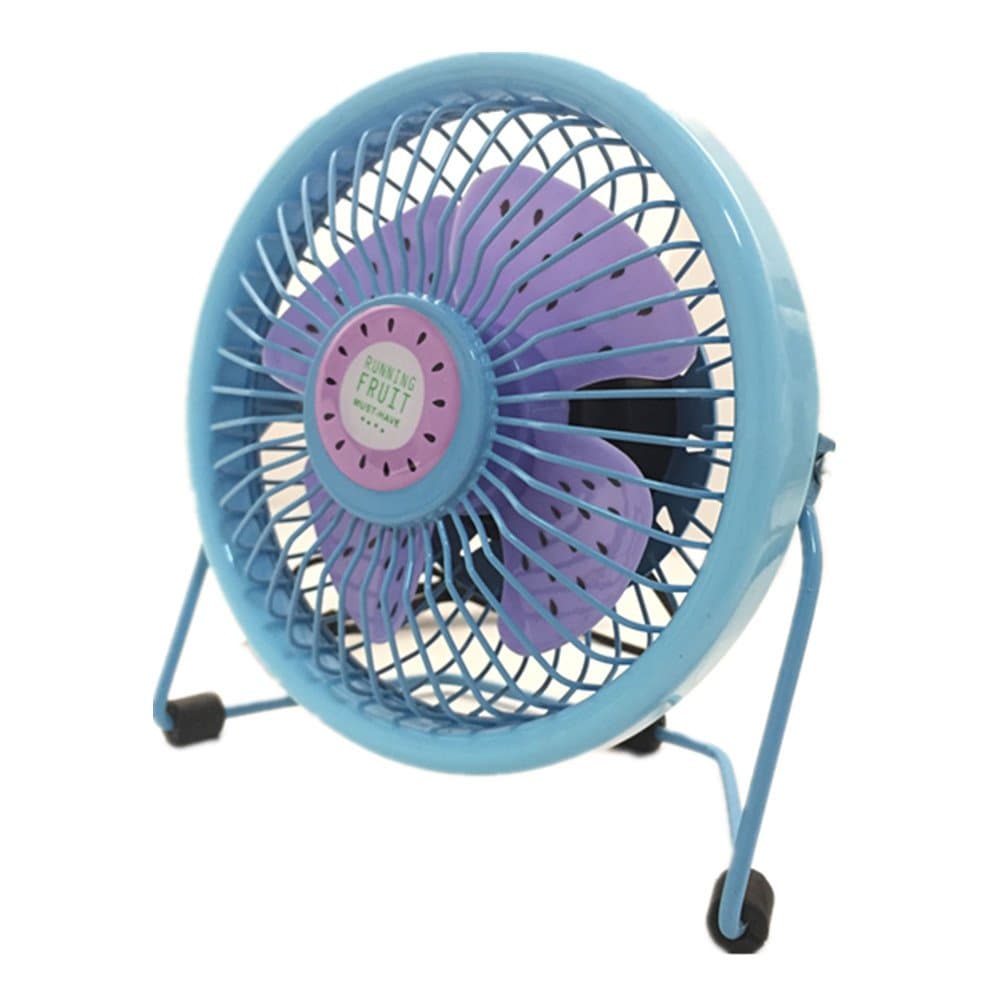 Usb Mini Desktop Fan [Lovely]Fruit Series Table Portable Adjustable Speed 4" USB Mini Desktop Metal Fan, Mini Super Mute Cooler Cooling Desktop Fan with ON/OFF Switch for PC / Laptop (Blue)