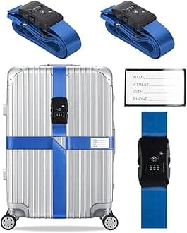 Veki Cross Luggage Straps Set TSA Approved with Lock