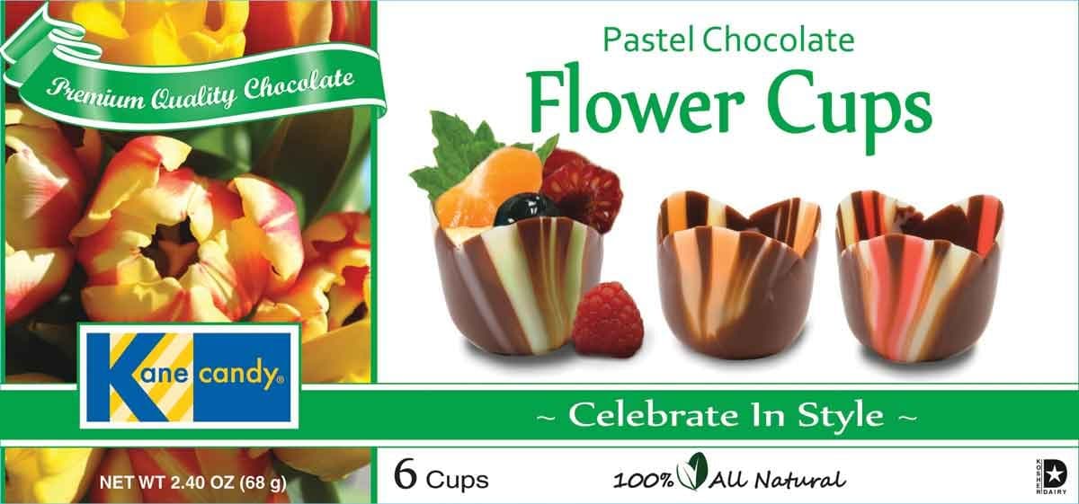 Kane Candy, Pastel Chocolate Flower Cups, 6 Cups Net Wt. 2.40-Ounce